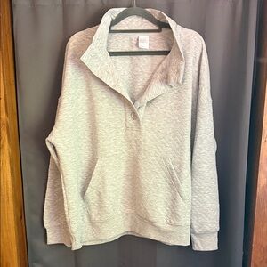 Stars Above Light Gray Quilted Sweatshirt